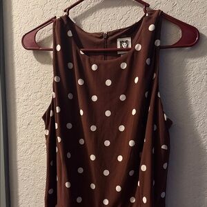 Anne Klein Chocolate Polka Dot Blouse